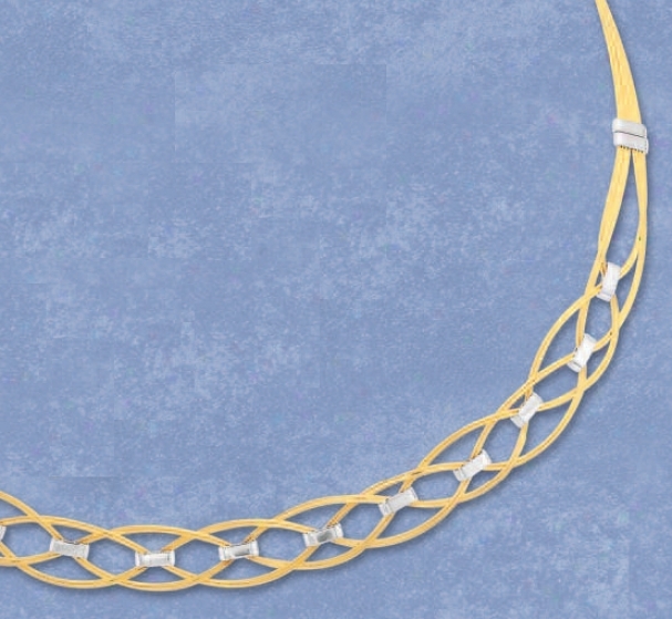 14k Two-tone Stylish Crisscross Necklace - 17 Inch