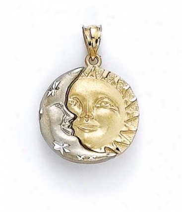 14k Two-tone Sun And Moon Pendant