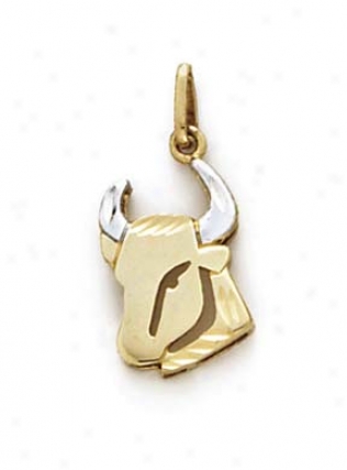 14k Two-tone Taurus Zodiac Pendant