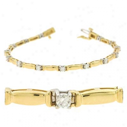 14k Two-tone Tennis 1 Ct Diamond Bracelet