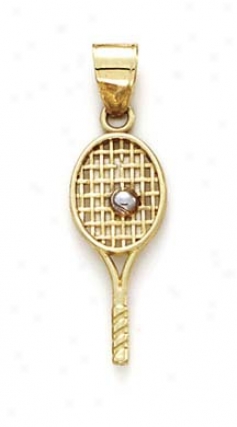 14k Two-tone Tennis Racket Hanging appendage