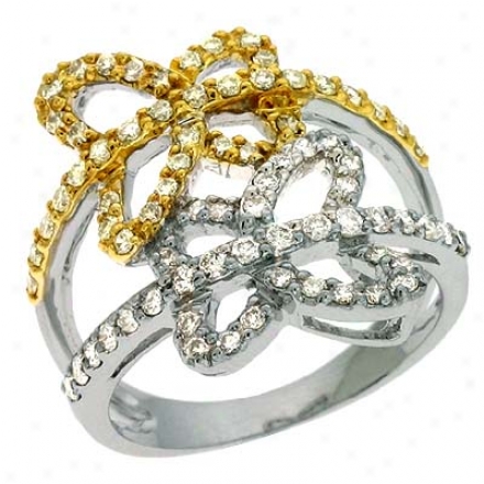 14k Two-tone Trendy Fancy Color 0.81 Ct Diamond Ring