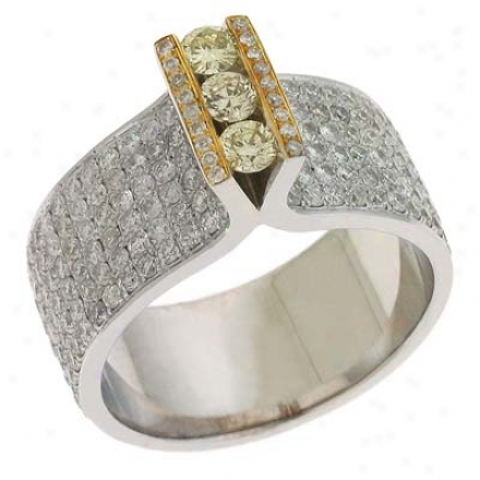 14k Two-tone Trendy Fancy Color 2.79 Ct Diamond Ring