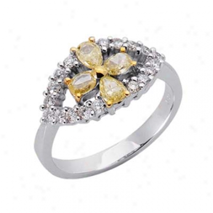 14k Two-tone Trendy Fancy Yellow Diamond Diamond Ring