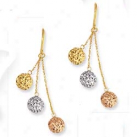 14k Tao-tnoe Triple Drops French Wire Earrings