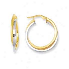 14k Two-tone Triple Hoop Earrings