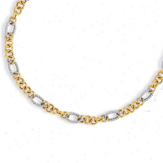 14 kTwo-tone Twisted Fancy Station Link Necklace - 18 Inch