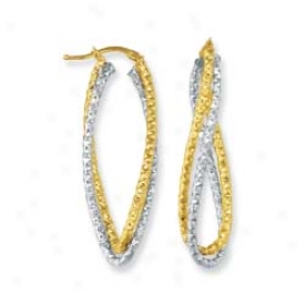 14k Two-tone Twisted Hoop Earrings