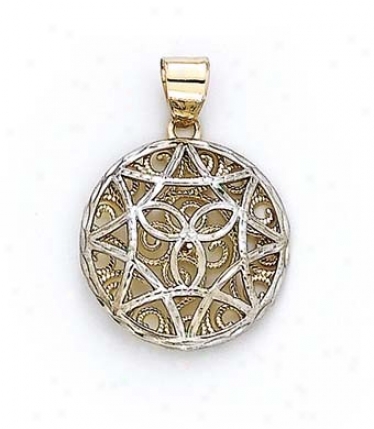 14k Two-tone Two-toneier Filigree Celtic Circle Pendant