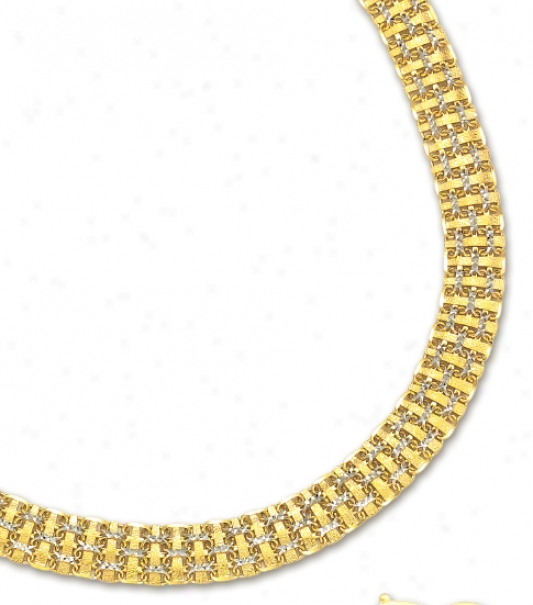 14k Two-tone Weave Necklace - 17 Inch