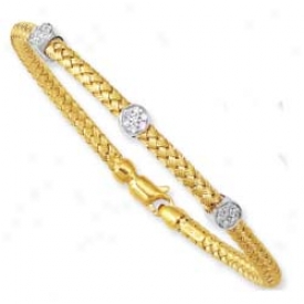 14k Two-tone Woven Prime Design Bangle - 7.25 Inch