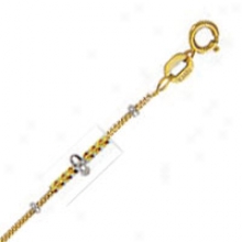 14k Two-tone Yw 16 Inch X 1.0 Mm Saturn Link Necklace