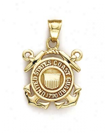 14k Us Shore Guar Emblem Pendant