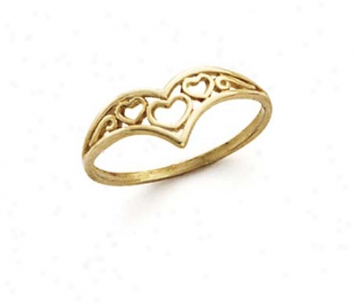 14k V Shape Cutout Heart Ring