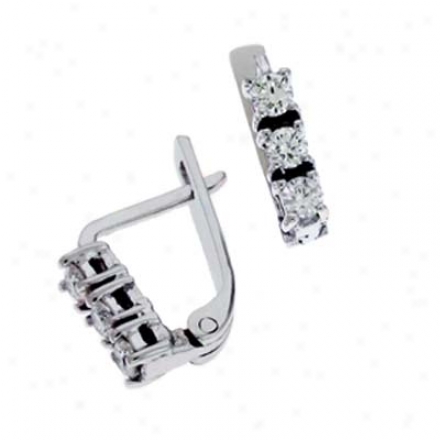 14k White 0.36 Ct Diamond Earrings