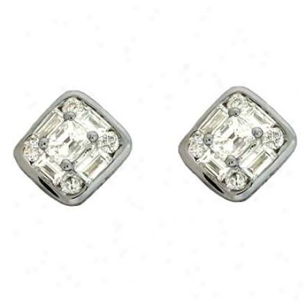 14k White 0.53 Ct Diamond Earrings