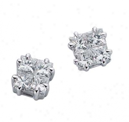 14k White 0.59 Ct Diaamond Earrings