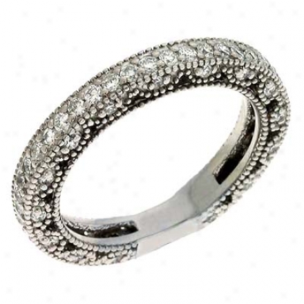 14k White 0.84 Ct Diamond Band Ring