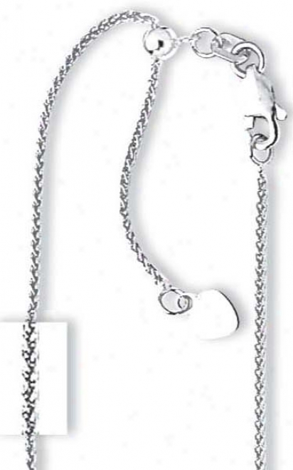 14k White 1 Mm Adjustable Wheat Chain Necklace - 22 Inch