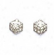 14m White 1 Mm Make full Cz Smalll Dice Place Earrings