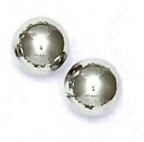 14k White 10 Mm Dance Friction-back Pillar Stud Earrings