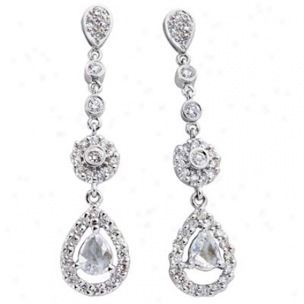 14k White 1.06 Ct Diamond Earrings
