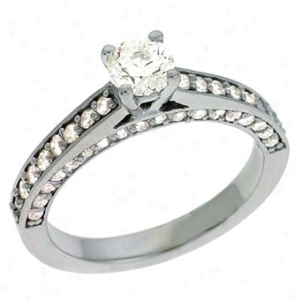 14k White 1.1 Ct Diamond Promise Ring