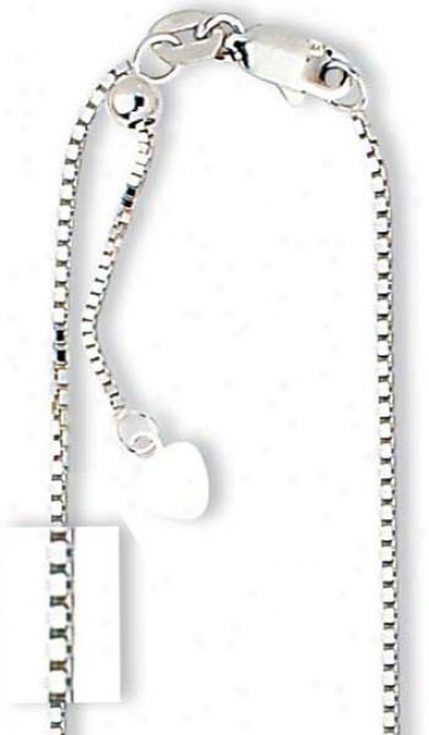 14k White 1.1 Mm Adjustable Box Chain Necklace - 22 Inch