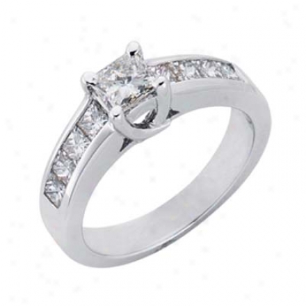 14o White 1.35 Ct Diamond Engagement Ring