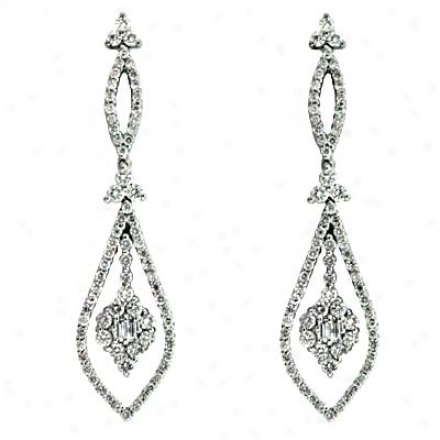 14k White 1.36 Ct Diamond Earrings