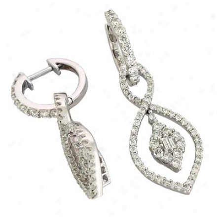 14k White 1.45 Ct Diamond Earrings