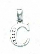 14k White 1.5 Mm Round Cz Initial C Pendant