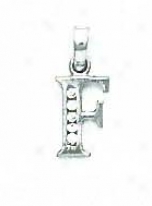 14k White 1.5 Mm Round Cz Initial F Pendant