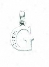 14k White 1.5 Mm Round Cz Initial G Pendant