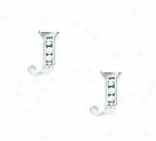 14k Pure 1.5 Mm Round Cz Initial J Post Earrings