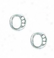 14k White 1.5 Mm Quick Cz Initial O Post Earrings