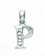 14k White 1.5 Mm Move about Cz Initial P Pendant