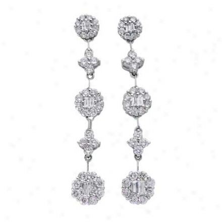 14k White 1.66 Ct Diamond Earrings