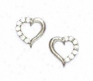 14k White 2 Mm Round Cz Disposition Shape Friction-back Earrings