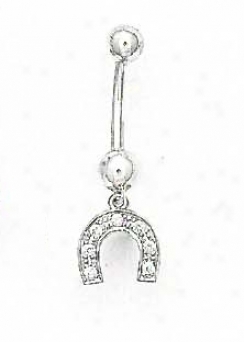 14k Of a ~ color 2 Mm Round Cz King-crab Belly Ring