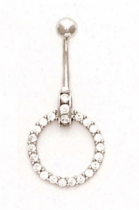 14k White 2 Mm Round Cz Open Circle Bell6 Ring