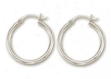 14k White 2.5 Mm Hoop Earringq