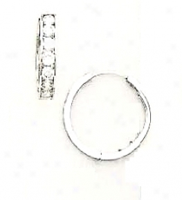 14k White 2.5 Mm Round Cz Hingwd Earrinys