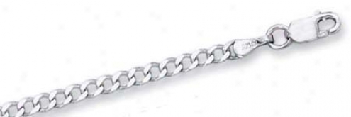 14k White 2.7 Mm 2.7mm Curb Link Anklet - 10 Inch