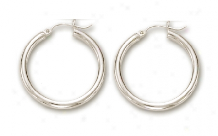 14k White 3 Mm Hoop Earrings