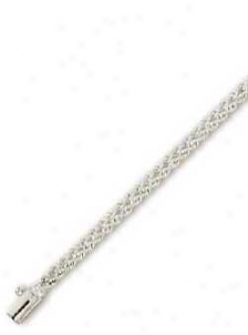 14k White 3 Mm Two Rows Solid Rope Bracelet - 7 Inch