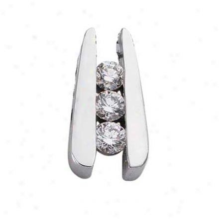 14k White 3 Stone 0.5 7Ct Diamond Pendant
