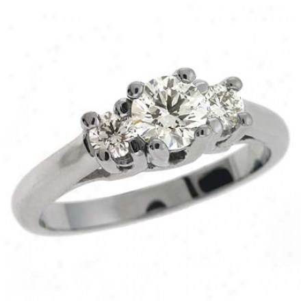 14k White 3 Stone 0.75 Ct Diamond Ring