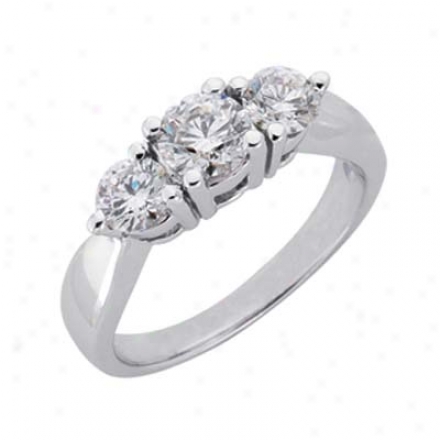 14k White 3 Stone 1.25 Ct Diamond Ring