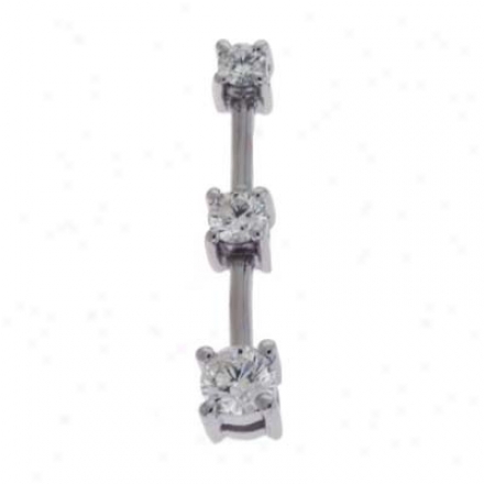 14k White 3 Stone Charm 0.5 Ct Diamond Pendant